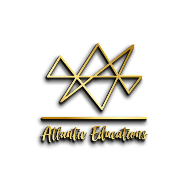 Atlantic Educations logo in gold with transparent background, symbolizing financial empowerment and coaching