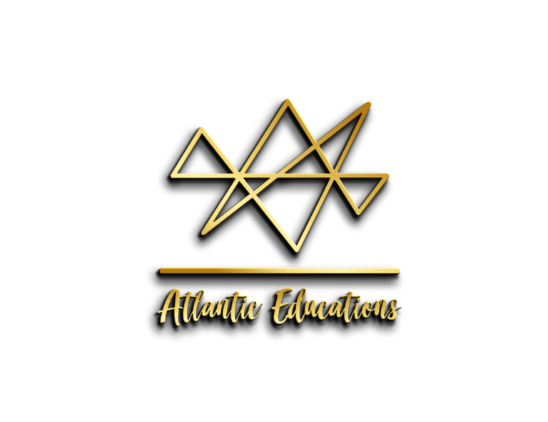 Atlantic Educations logo in gold with transparent background, symbolizing financial empowerment and coaching