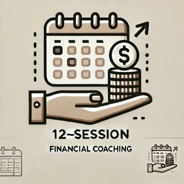 Icon representing the Financial Freedom Accelerator 12-week intensive coaching package with a calendar and growth symbols.